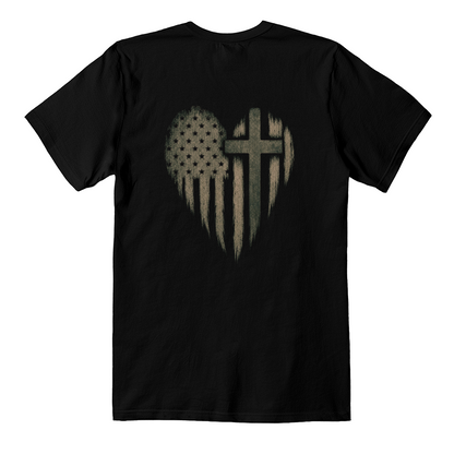 Christian T-Shirt – Heart Cross Flag