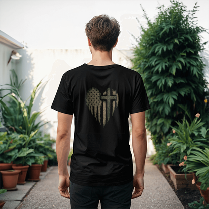 Christian T-Shirt – Heart Cross Flag