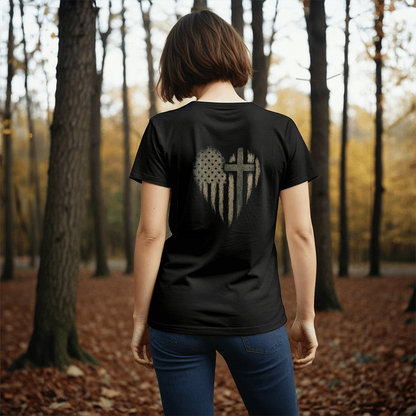 Christian T-Shirt – Heart Cross Flag