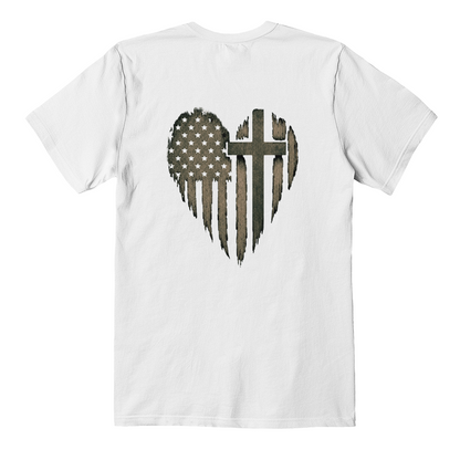 Christian T-Shirt – Heart Cross Flag