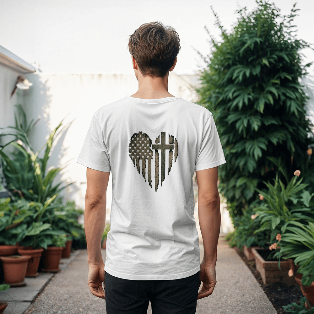 Christian T-Shirt – Heart Cross Flag