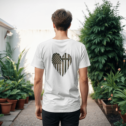 Christian T-Shirt – Heart Cross Flag