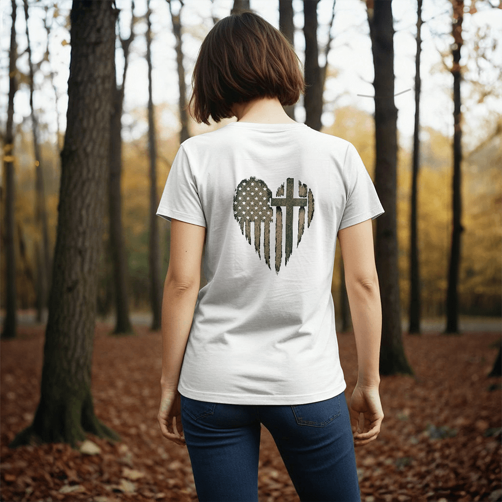 Christian T-Shirt – Heart Cross Flag
