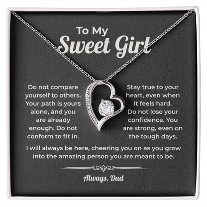 "You Are Already Enough" Gift From Dad - Forever Love Heart Necklace