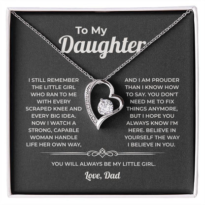 "You Will Always Be My Little Girl" Gift From Dad - Forever Love Heart Necklace