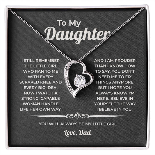 "You Will Always Be My Little Girl" Gift From Dad - Forever Love Heart Necklace