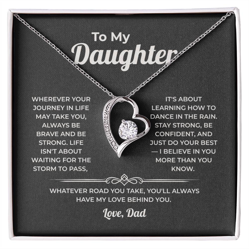"Learning How to Dance in the Rain" Gift From Dad - Forever Love Heart Necklace