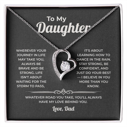 "Learning How to Dance in the Rain" Gift From Dad - Forever Love Heart Necklace