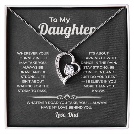 "Learning How to Dance in the Rain" Gift From Dad - Forever Love Heart Necklace