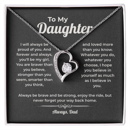 "Never Forget Your Way Back Home" Gift From Dad - Forever Love Heart Necklace