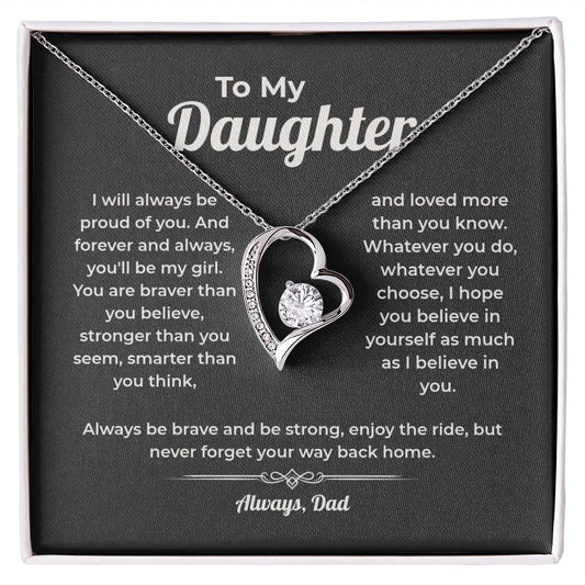 "Never Forget Your Way Back Home" Gift From Dad - Forever Love Heart Necklace