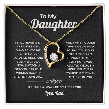 "You Will Always Be My Little Girl" Gift From Dad - Forever Love Heart Necklace
