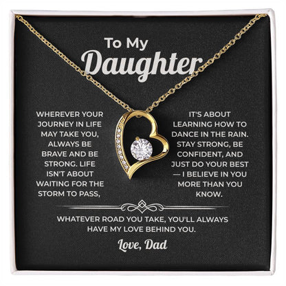 "Learning How to Dance in the Rain" Gift From Dad - Forever Love Heart Necklace