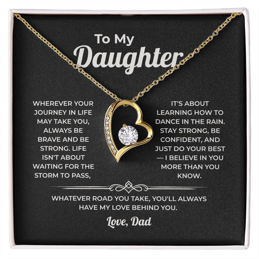 "Learning How to Dance in the Rain" Gift From Dad - Forever Love Heart Necklace