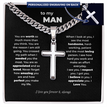 To My Man Gift – Personalized Cross with Meaningful Message