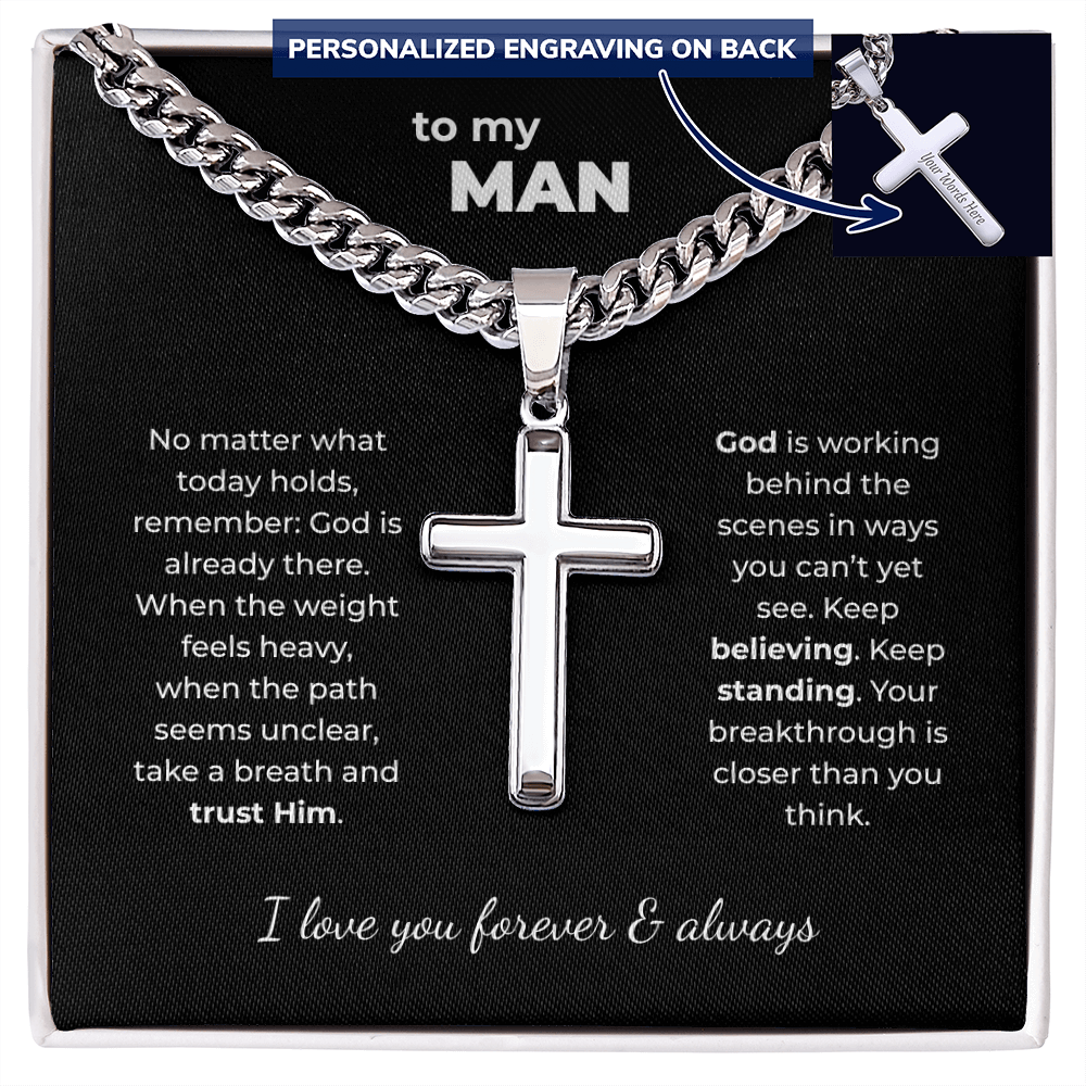 To My Man – Personalized Cross Necklace Faith-filled Gift