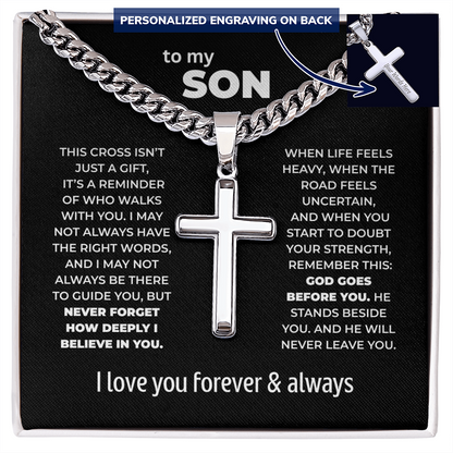 Cross Necklace for Son – God Goes Before You