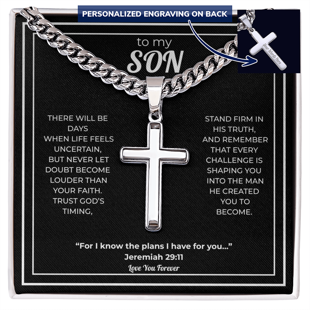 Cross Necklace For Son – Trust God's Timing