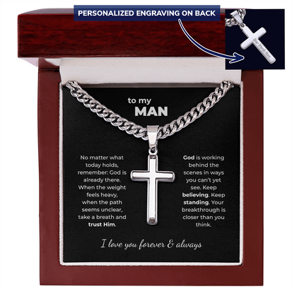 To My Man – Personalized Cross Necklace Faith-filled Gift