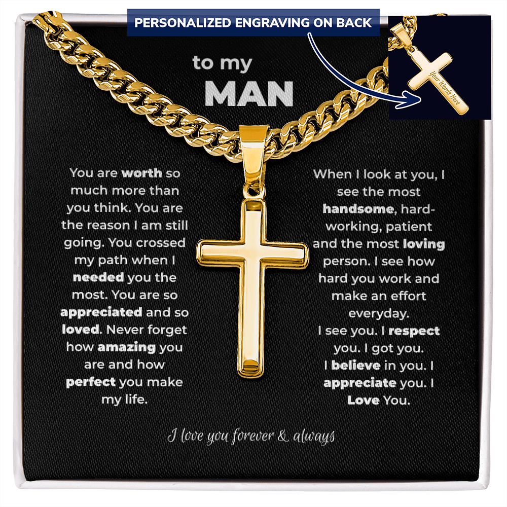 To My Man Gift – Personalized Cross with Meaningful Message
