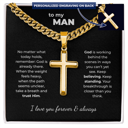 To My Man – Personalized Cross Necklace Faith-filled Gift