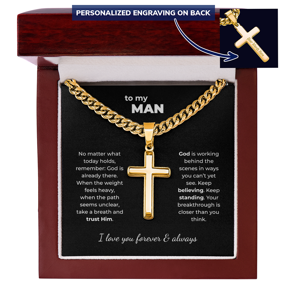 To My Man – Personalized Cross Necklace Faith-filled Gift