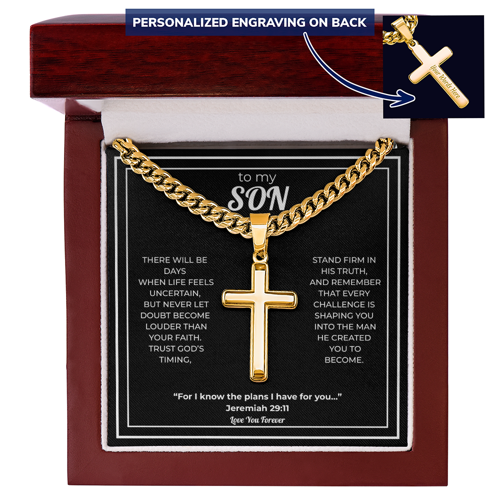 Cross Necklace For Son – Trust God's Timing