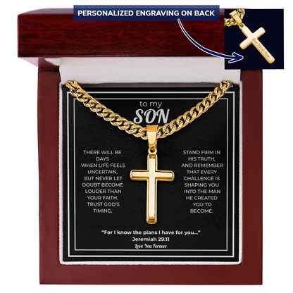 Cross Necklace For Son – Trust God's Timing