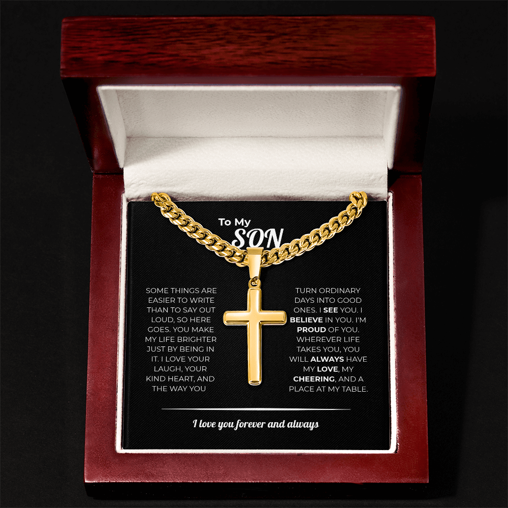 "I See You, I Believe in You" Gift for Son - Engraved Cross Necklace