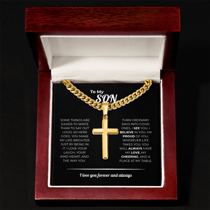 "I See You, I Believe in You" Gift for Son - Engraved Cross Necklace