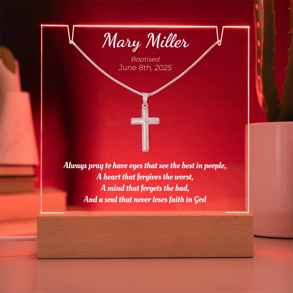 Personalized Baptism Gift – Never Loses Faith in God