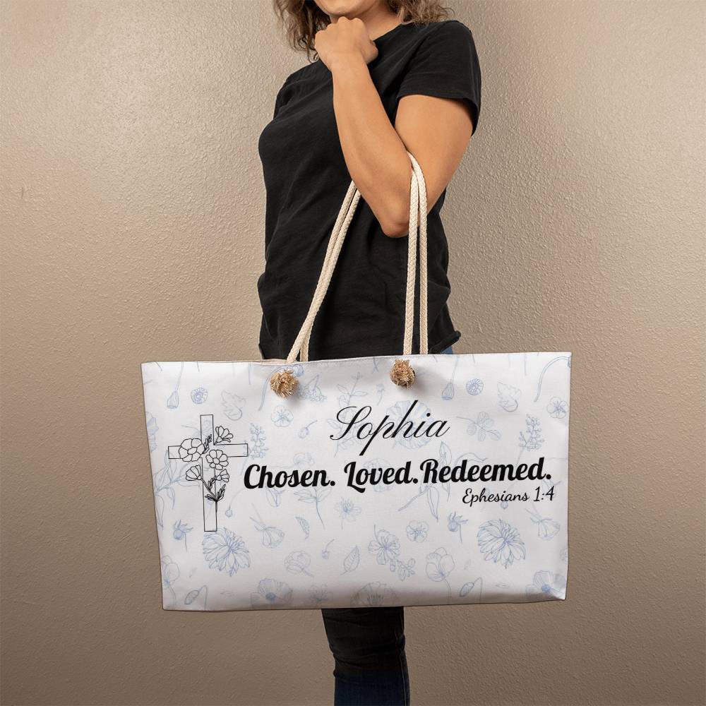 Personalized Faith Tote Bag – Chosen Loved Redeemed