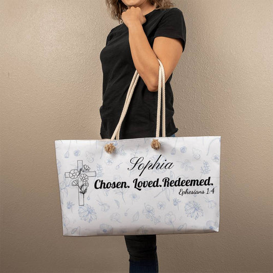 Personalized Faith Tote Bag – Chosen Loved Redeemed