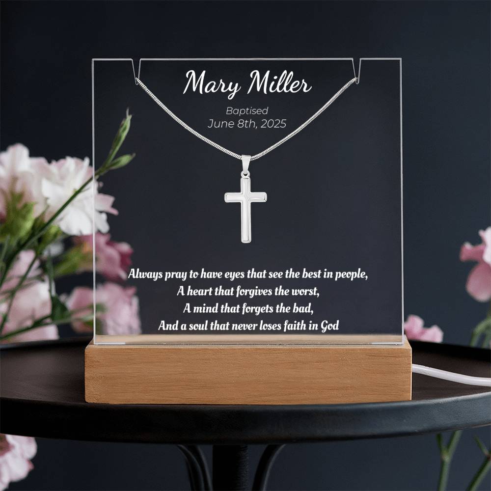 Personalized Baptism Gift – Never Loses Faith in God